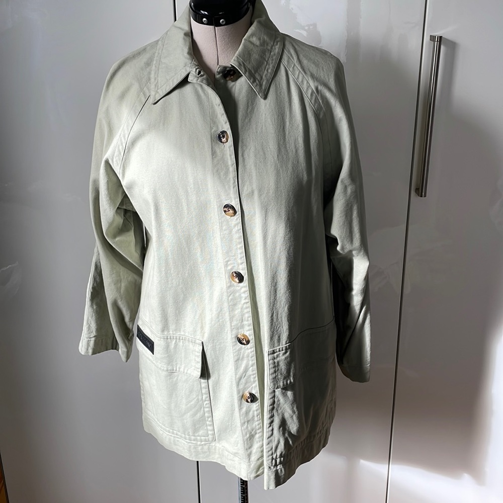 Company Ellen Tracy Trench Jacket in Light Green Size-Small Oversized